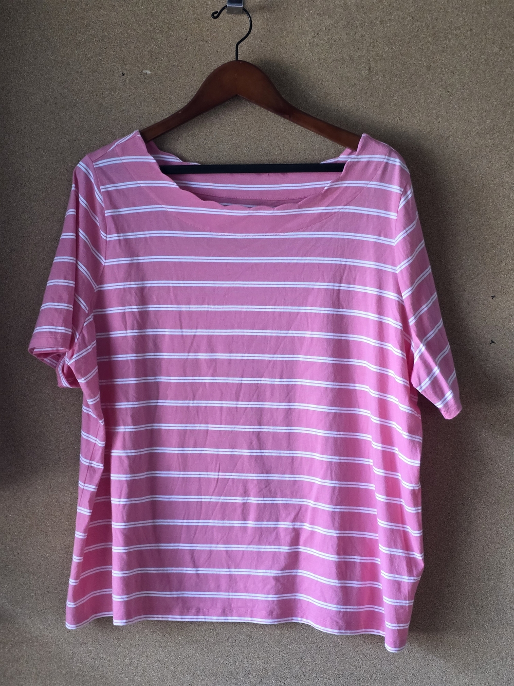 Talbots 3XP Pima Cotton Striped Tee Pink White Soft Knit Top Short Sleeve Tee